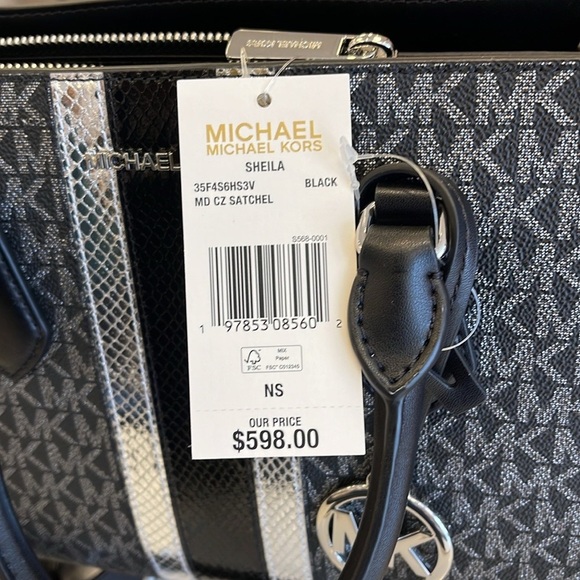 Michael Kors Sheila Medium Signature Logo and Metallic Satchel Crossbody CZ NWT - Picture 6 of 16